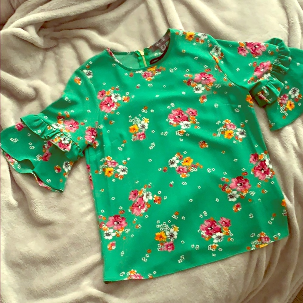 Green Floral Top
